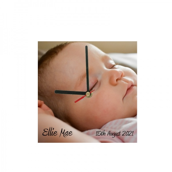 Personalised Square Glass Baby Clock